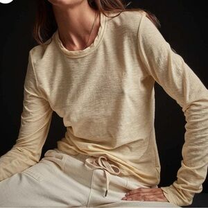 James Perse Long Sleeve Fitted Cotton Crew Tee Gesso Size 4